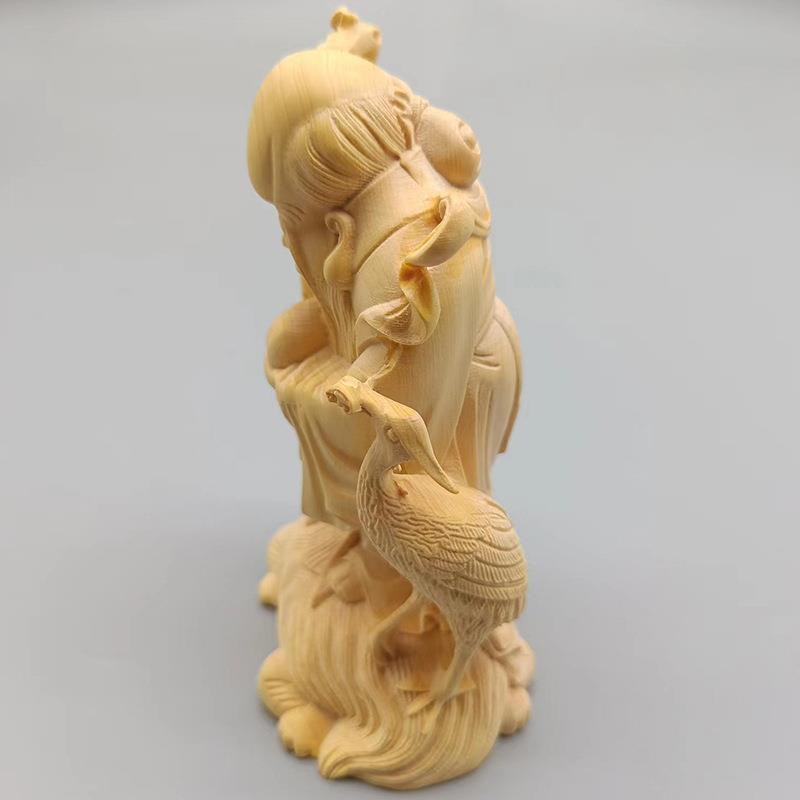 大叶黄杨木雕刻龟鹤寿星款摆件规格100×67×46手把件书桌面工艺