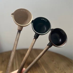 分茶勺长柄煮茶勺子蒸茶器分茶汤勺茶水舀茶勺木质手把舀茶匙