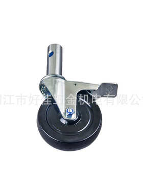 双中型万向工厂孔125x32mm带刹车插杆产品圆脚轮源头脚手架