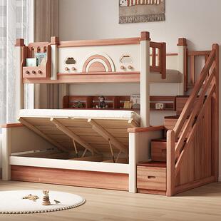 户红檀木双层床全实木上下铺上下床高床低原木子261母床小型床儿