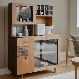 野木家具实木餐具柜靠墙集成樱桃木咖啡柜Wabi 餐厅茶柜 Sabi风格