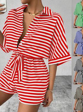 Women's Striped Print Romper