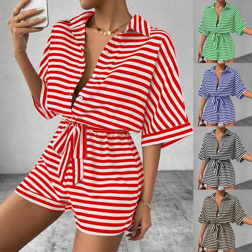 Women's Striped Print Romper