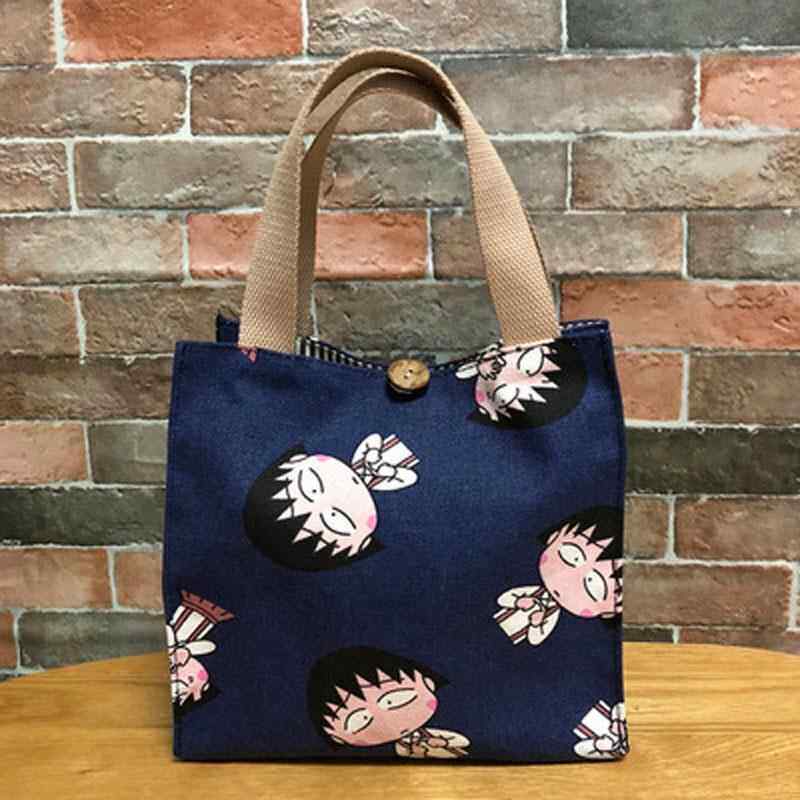 日本可爱的手提袋午餐盒袋午餐袋午餐袋帆布炖锅与大米妈咪袋学生