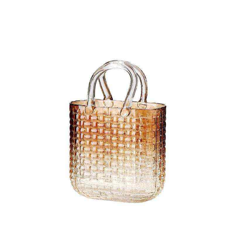气泡手提篮轻奢简约藤编包包玻璃花瓶客厅餐桌插花干花水培装饰品,家居饰品,花瓶,淘宝优惠券,粉丝福利购,淘宝优惠卷