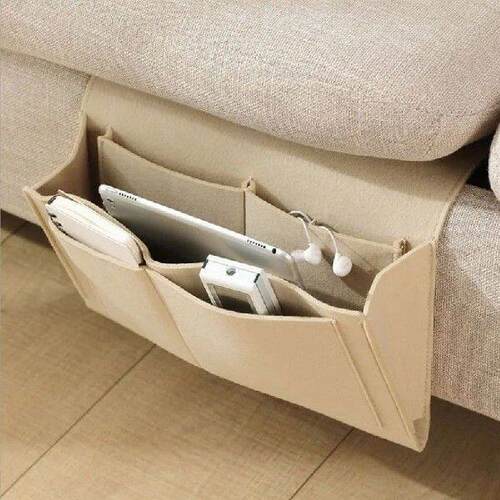 1pc Felt Bedside Storage Bag Pouch Bed Desk Bag Sofa