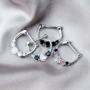 Titanium Septum Piercing 16G Crystal Septum Ring Clicker Opa