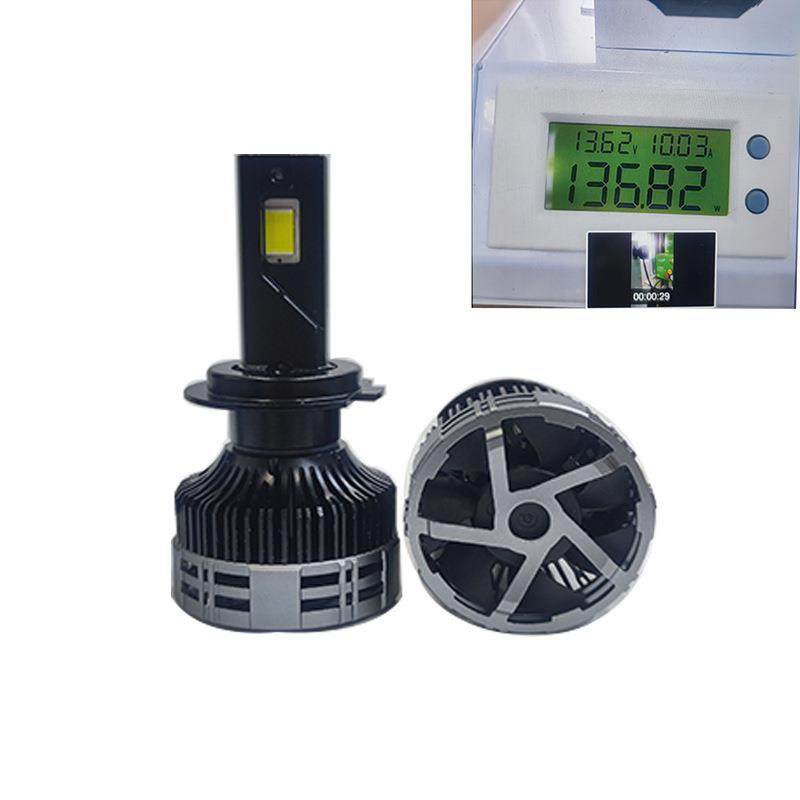 稳定100瓦大功率三筒管汽车led大灯H7超强聚光前大灯H4远近一体