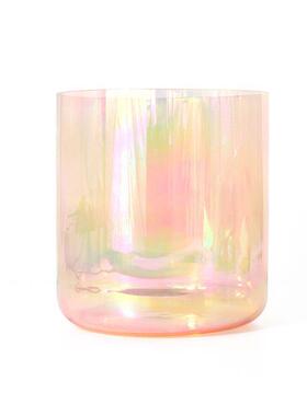 橙色渐变透明水晶歌唱碗水晶音乐钵打击乐器瑜伽静心减压颂钵