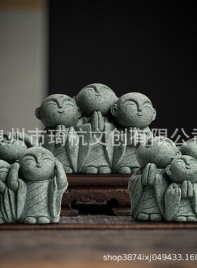 禅意日式可爱小摆件京都地藏造型鱼缸水族盆景微景观造景装饰