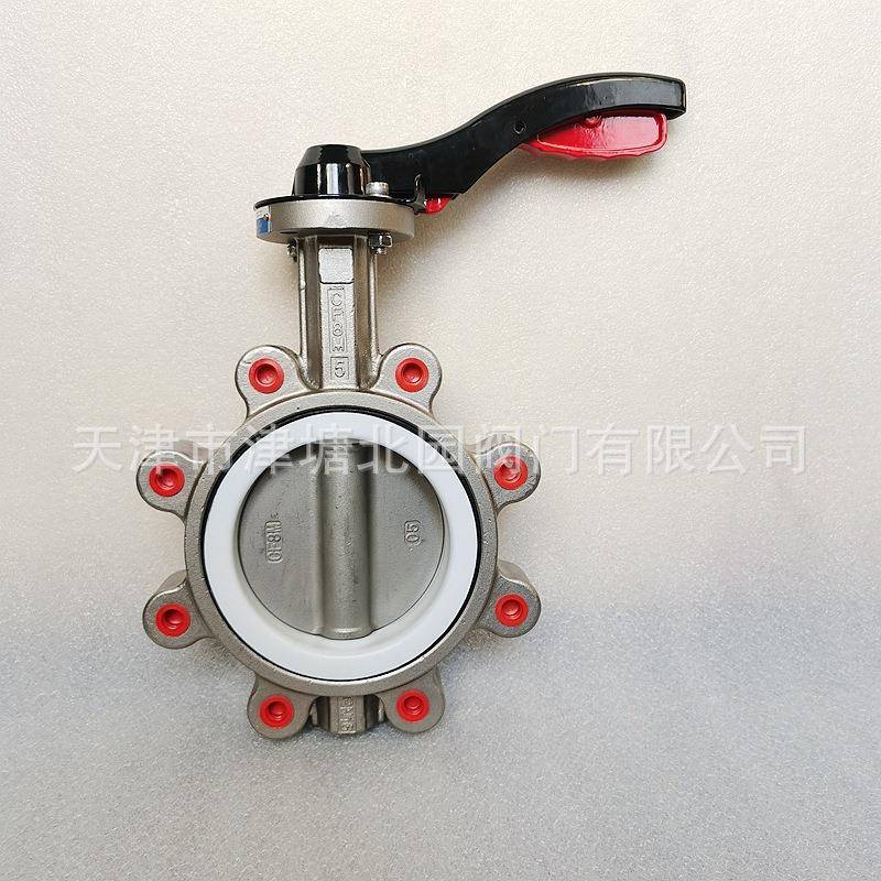 不锈钢304316316L凸耳船用蝶阀LTD71F4-16RL手动对夹式四氟蝶阀