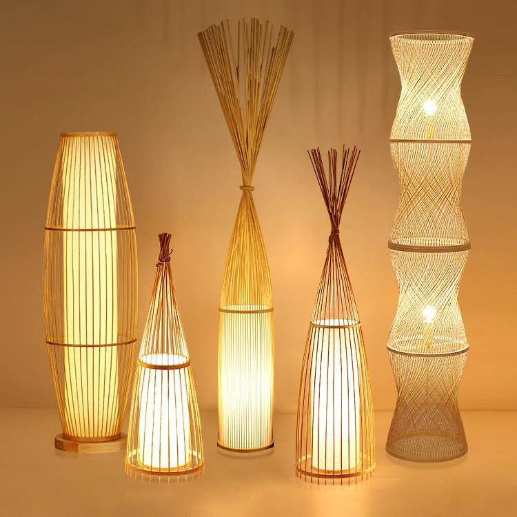 中式古风落地灯客厅竹艺灯具茶室日式东南亚竹编卧室创意装饰台灯