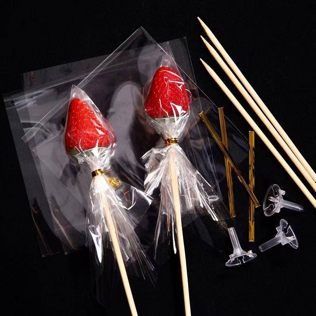 草莓花束竹签花杆包零食棒棒糖花艺插花车厘子固定托制作材料签子