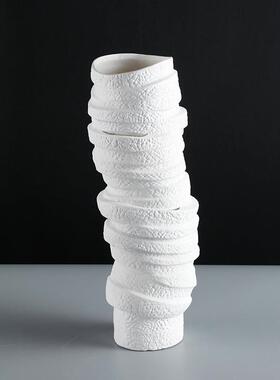 现代简约样板房白色几何层叠花器摆件客厅电视柜餐桌创意花瓶软装