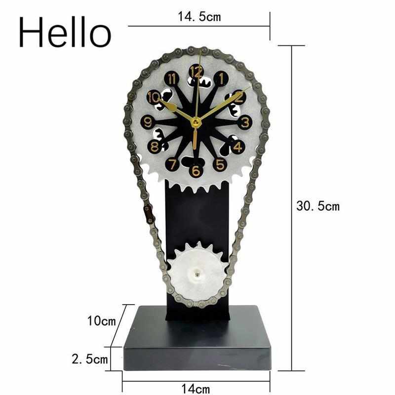 跨境爆款链条钟Rotating Gear Clock旋转齿轮时钟工艺品