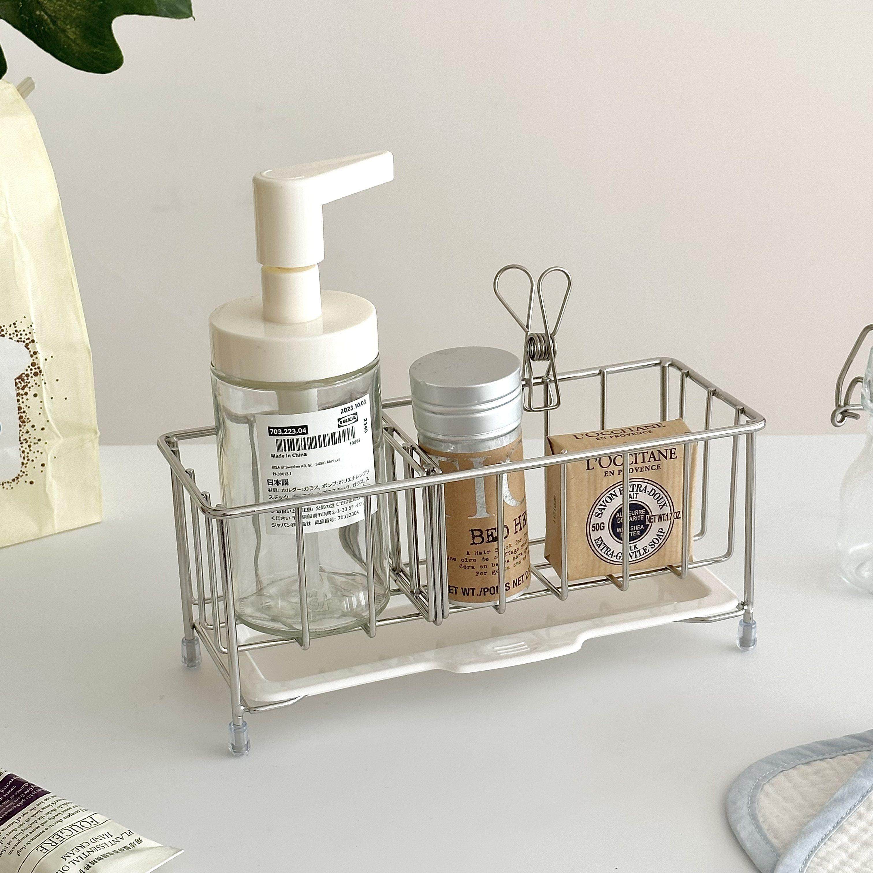 简约风日系厨房海绵刷子洗洁精沥水置物架风干抹布架洗手台杂物盒,厨房/烹饪用具,水槽置物架,淘宝优惠券,粉丝福利购,淘宝优惠卷