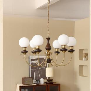 法式 复古客厅书房南洋衣帽间灯具 中古风实木卧室饭厅魔豆吊灯美式