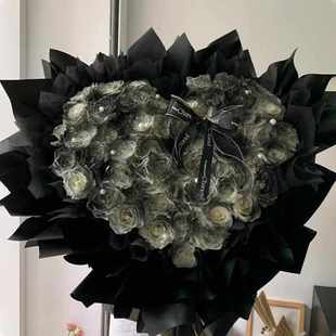 七夕鲜花送男生晚上送黑骑士玫瑰花束真花同城配送当天送可预约