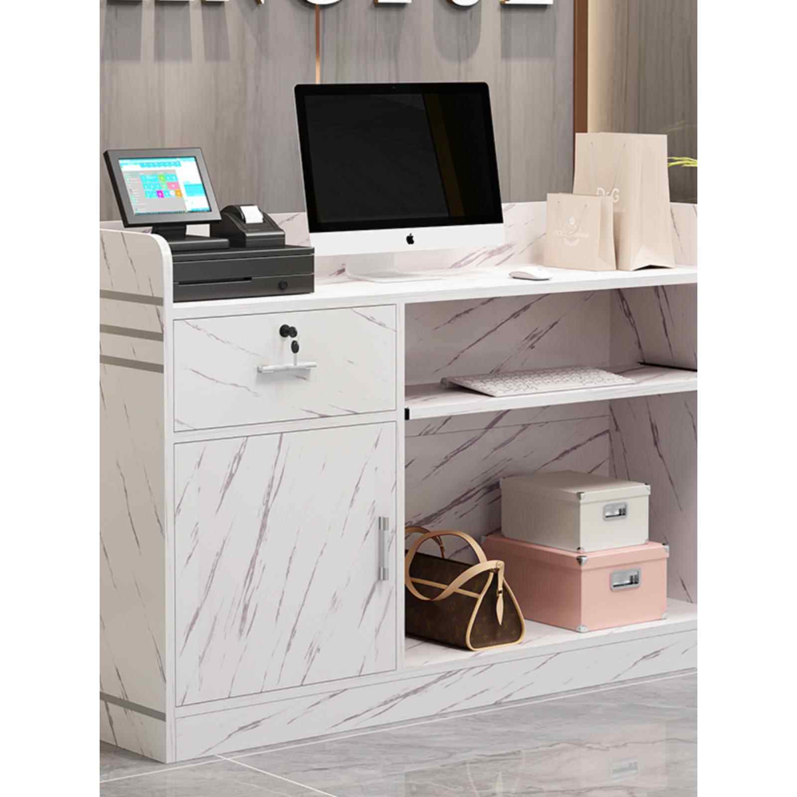 前台桌接待台吧台桌收银台店铺小型简约现代美容院美发柜台女装店