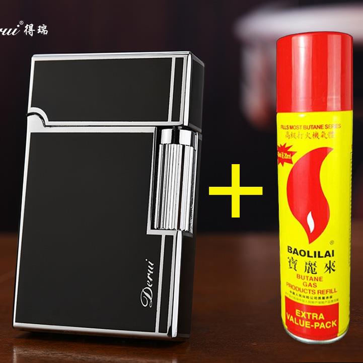 正品得瑞朗充气潮打火机火创意个性侧滑轮砂轮定制刻字声明男士钢