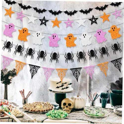 Halloween party decorations pull flags banner bat pull flags