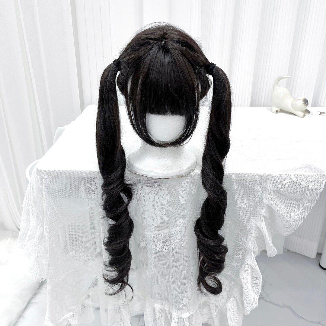 喵灵界假发女80cm长卷发双马尾萝莉彷真发减龄lolita长版全头套式