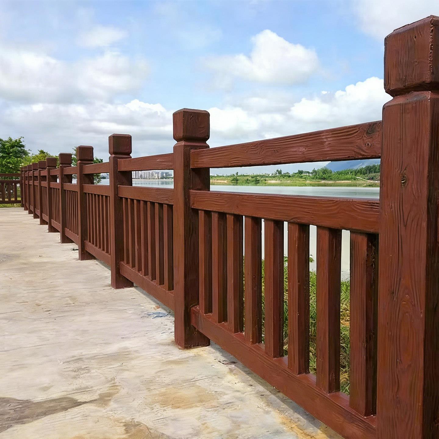 水泥护栏彷树藤彷竹彷石混凝土彷木栏杆风景区河道鱼池塘彷木纹护