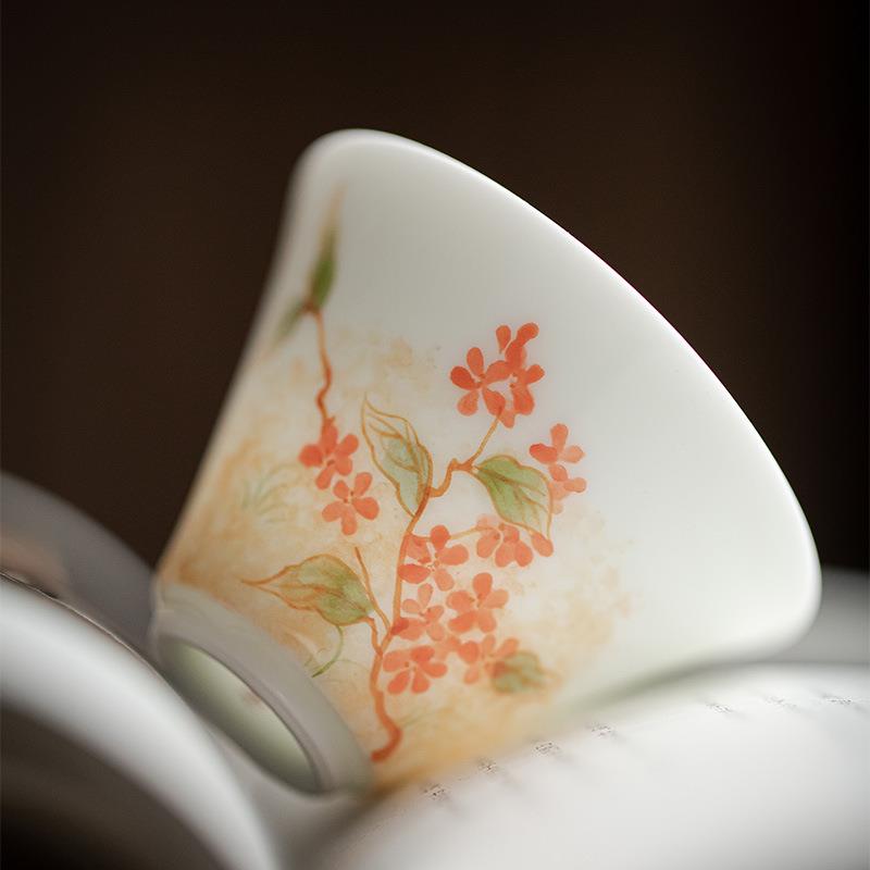 明知山志 鹅黄天雨流芳云归茶杯 文人器手绘家用品茗杯喝茶小单杯