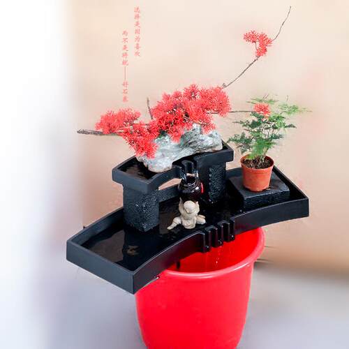 好石寨 鱼池乌金石流水摆件 招财茶桌鱼缸庭院循环过滤石流出水头