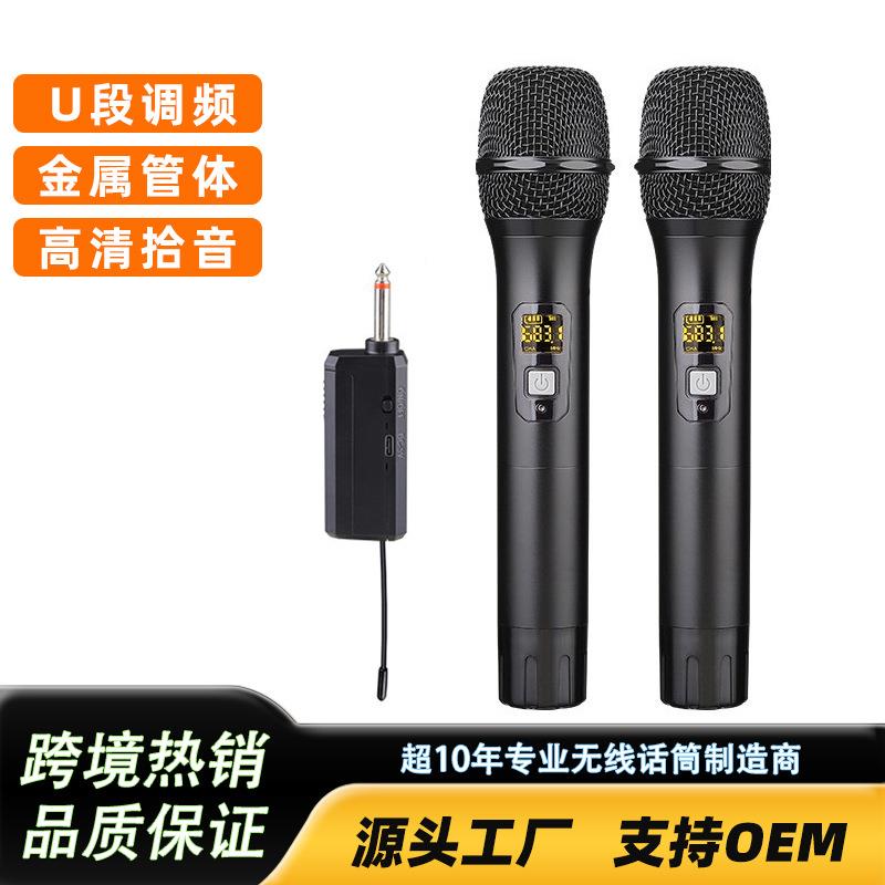 无线麦克风一拖二调频话筒接收器家用会议户外直播唱歌麦厂家直销