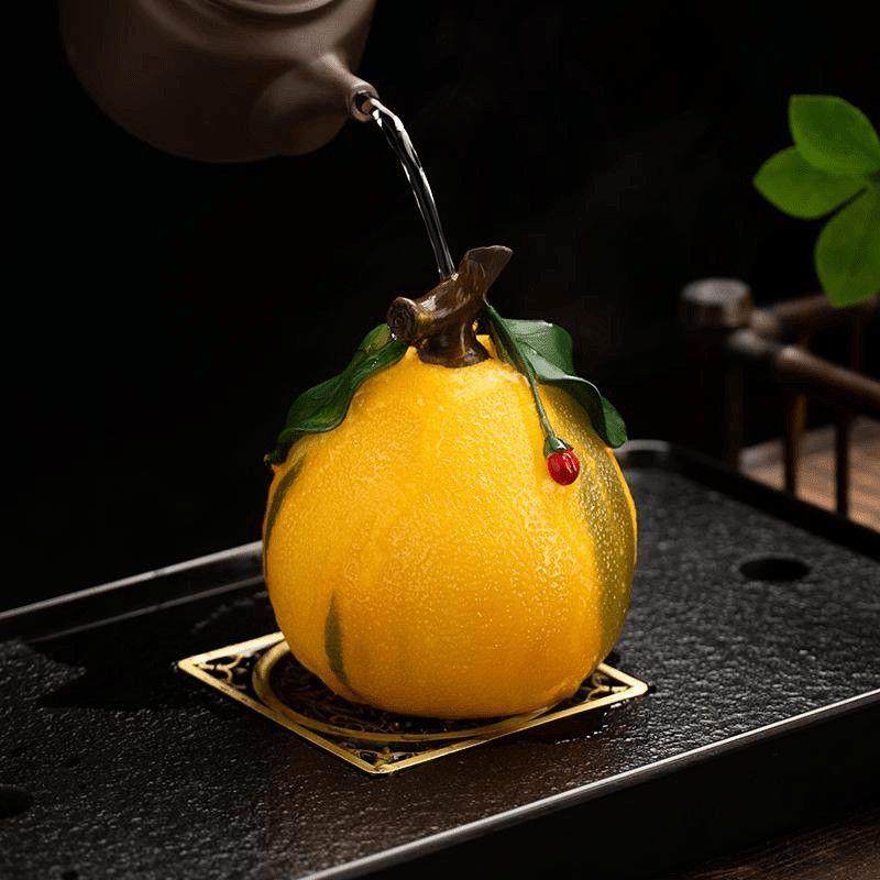 遇热变色茶宠柚子茶桌茶台茶盘高档创意摆件精品可养茶具配件茶道