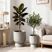 家泥F24直绿发出口镁花盆大厂号植造景室内外酒店装 饰落地盆栽水