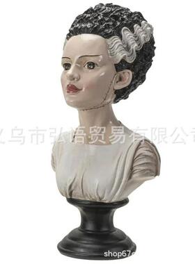 新款创意新款人头卷发派对黑色元素家居桌面摆件树脂装饰
