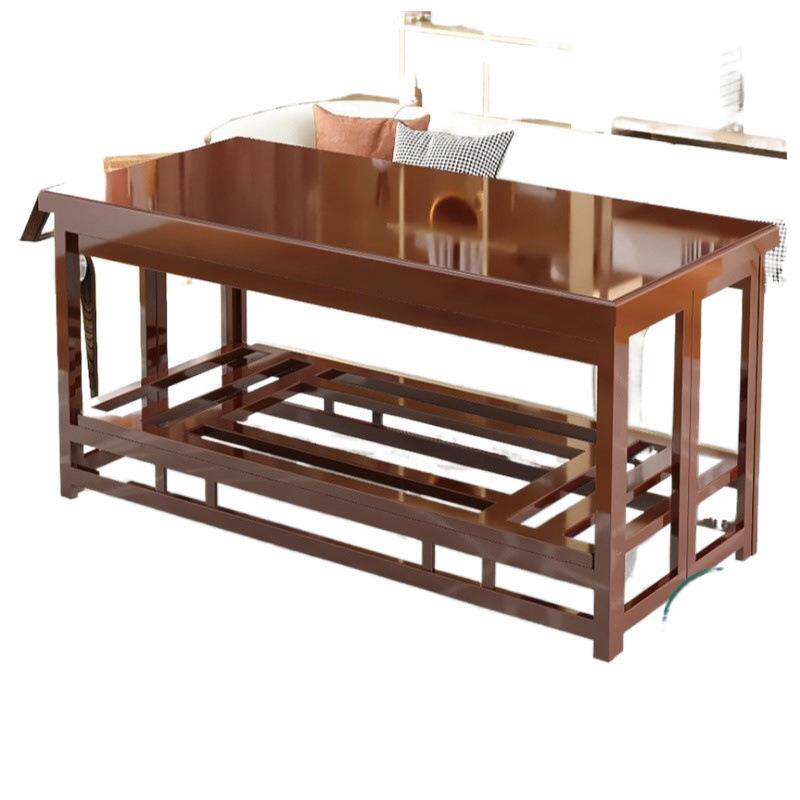 烤火桌子家用长形折叠冬季烤楠竹火取暖桌实木1方.架2米餐BME桌1.