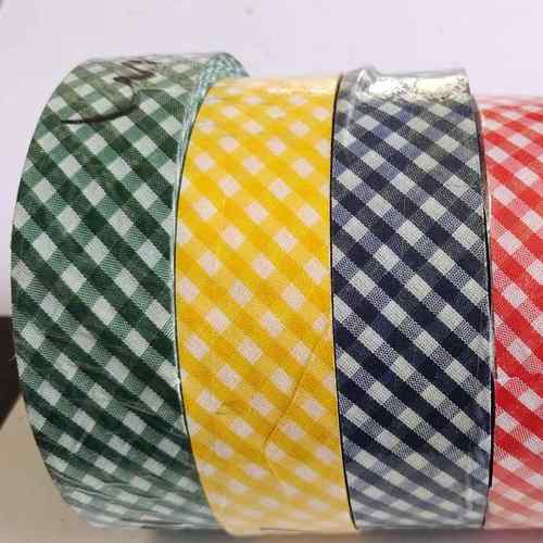 厂家直销彩色格子边条3CM卡线上薄浆滚边韩版格子包边条斜纹弹力