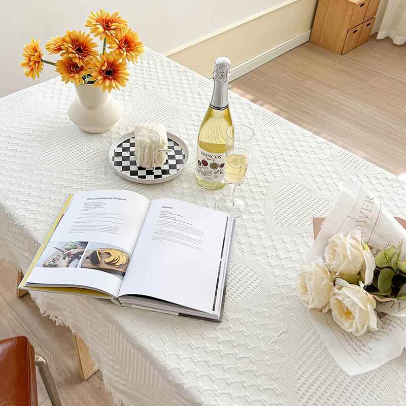 高档M.li感f北e 温奶油色欧ins桌布茶几垫高级圆桌布甜品柔台布长