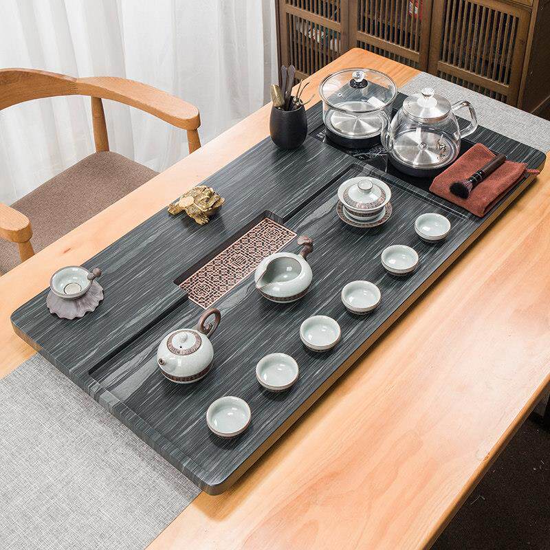 整块天然高端皇庭玉石茶盘全自动电器一体烧水壶茶具套装简约家用