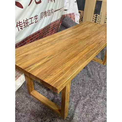 老榆木书桌桌子大板桌饭店覆古茶桌餐桌老榆木定制餐厅简约吧台