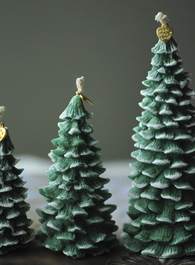 手工无烟香薰圣诞树蜡烛新年节日礼品礼物棕榈蜡造型摆件绿色