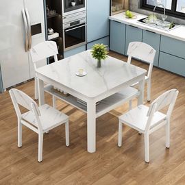 轻奢岩板餐桌现代简约双层小方桌，正方形吃饭桌子家用小户型四方桌