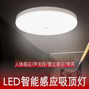RI0TLED红外人体感应灯声光控家用雷达走廊通道高亮智能圆形吸顶