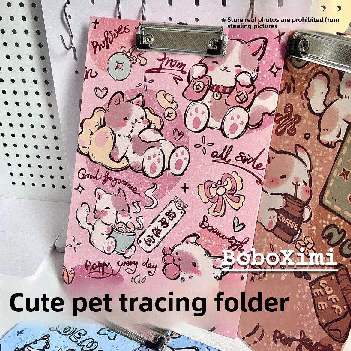 原创猫咪文字板夹a4写字垫板ins高颜值卡通可爱学生文件夹试卷板