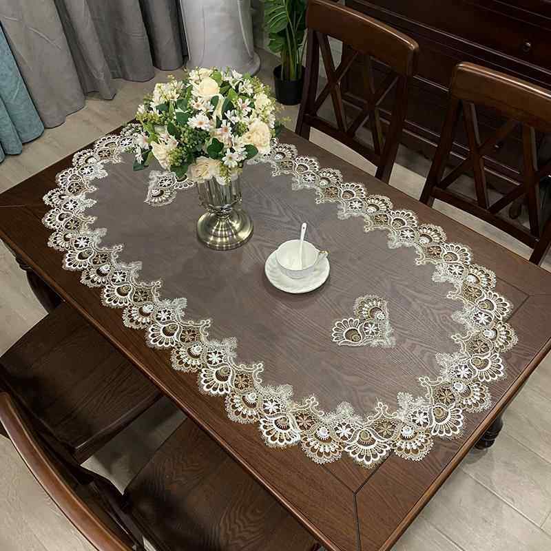 椭圆形咖啡桌桌布客厅桌垫花边咖啡桌垫欧洲现代简单餐桌美式桌布
