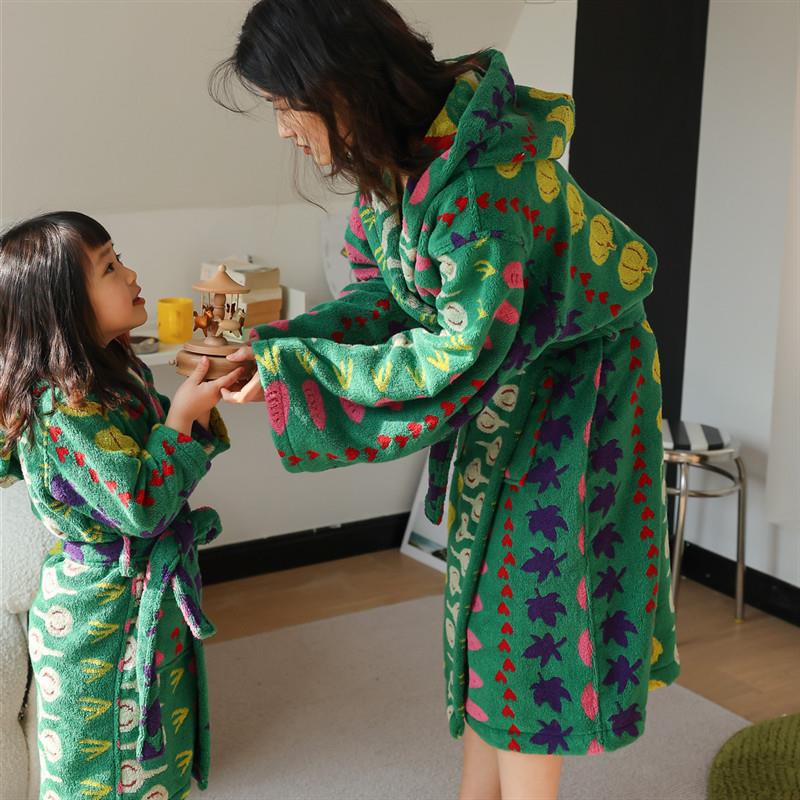 新乒款蔬菜乓系列浴袍连帽亲子儿童成人蔬菜乒乓家酒居店浴袍舒适