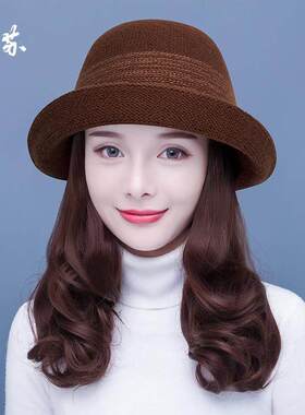 假发妇女的全发带帽子假发一体式2025新的可拆卸短卷发现实假发全