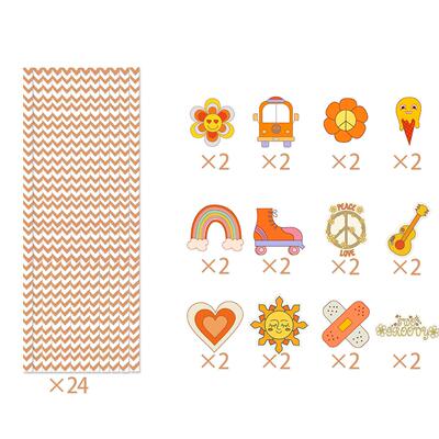 Two Groovy装饰24pcs吸管欧美嬉皮士周岁派对一次性吸管插旗