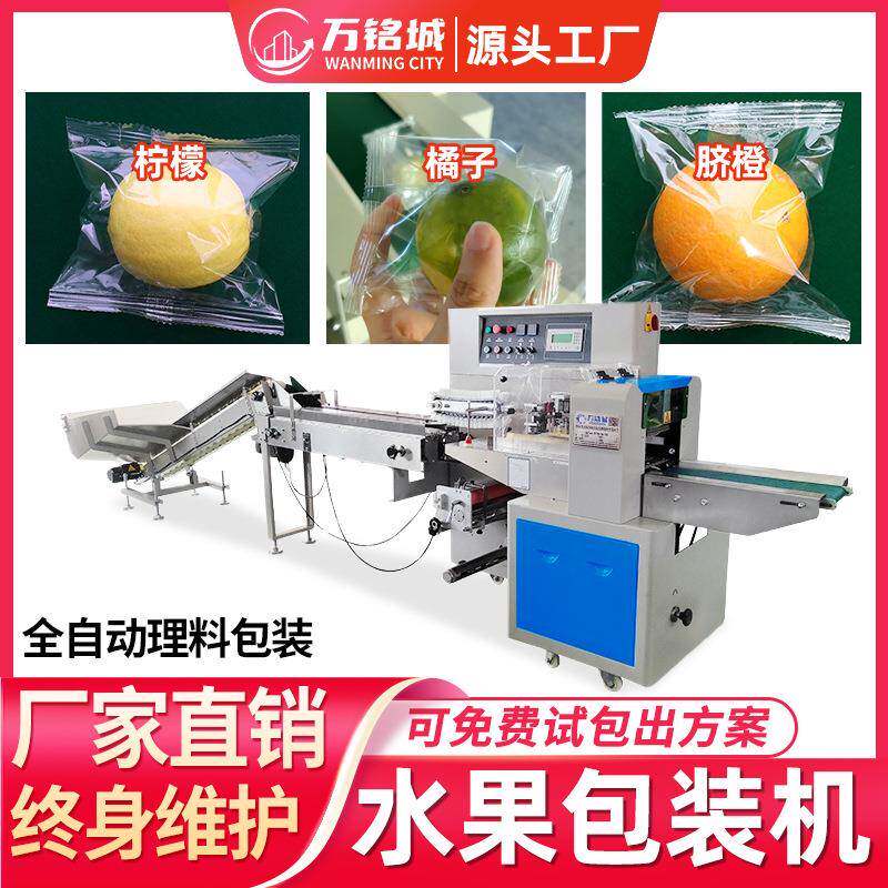新款水果包装机全自动果蔬食品密封套袋打包机橙子蔬菜枕式包装机