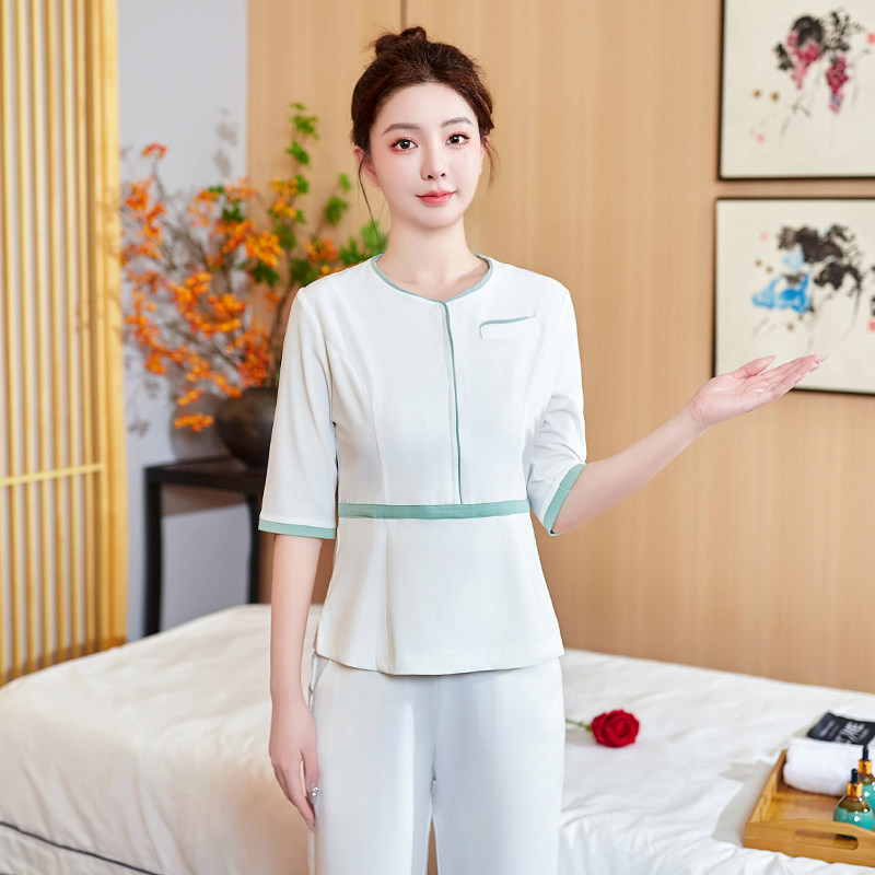 美容院工作服女夏季SPA养生馆工装足浴技师酒店月子产康高端套装