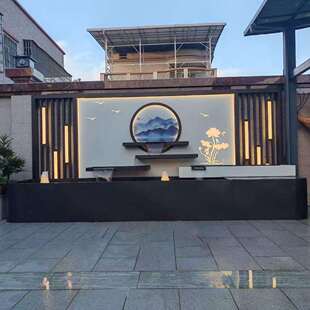 水锈钢流景墙景观瀑布别墅喷不泉池268院子假山氛围墙鱼幕墙可定