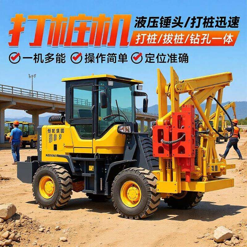 HW920系列空压机一体式装载护栏打桩机打拔钻公路护栏打桩机厂家